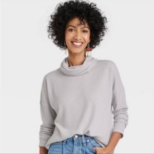 A New Day Turtleneck Waffle Shirt - Gray